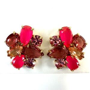 Kate Spade pink cluster earrings stud style hot pink mix crystal Paradise Flower